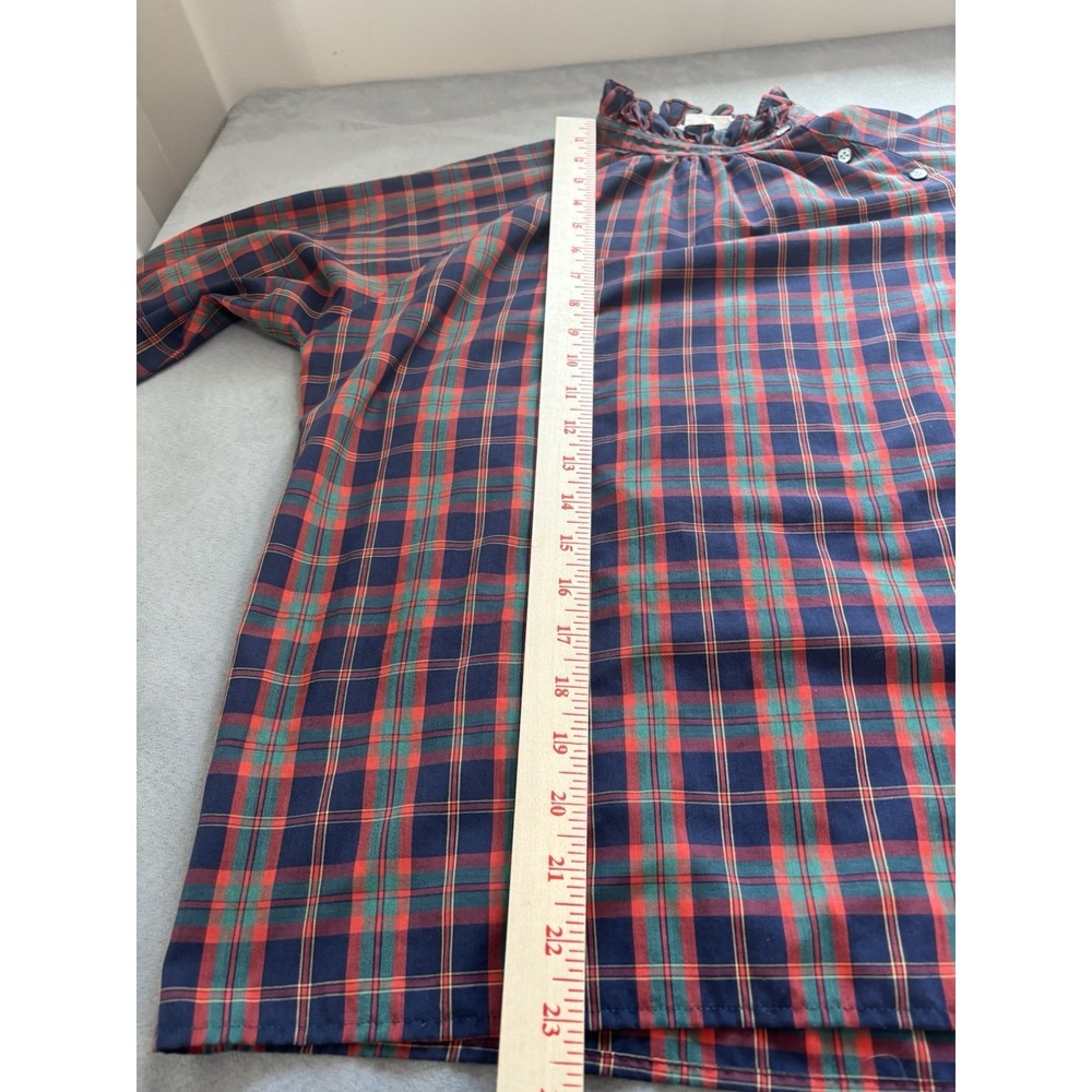 Vtg 70s Levi Strauss Blouse Womens Sz 10 Tartan Plaid High Neck Puff Sleeve Twee - Picture 5 of 9